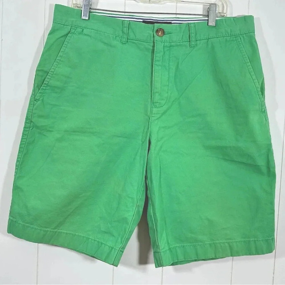 Tommy Hilfiger Mens Size 34 Green Cotton Flat Front Casual Shorts Bermuda - Picture 1 of 6